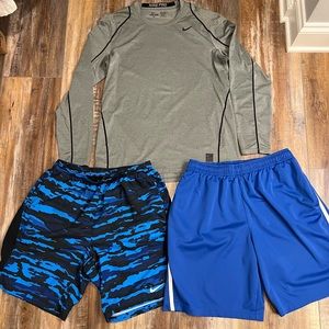 Nike Men’s Lot of Shirt (1) and Shorts (2) Large *Great Condition*